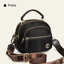 Bolsa transversal de couro com alça larga ajustável e compartimentos multifuncionais clássicos