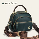 Bolsa transversal de couro com alça larga ajustável e compartimentos multifuncionais clássicos