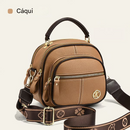 Bolsa transversal de couro com alça larga ajustável e compartimentos multifuncionais clássicos