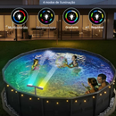🔥Fonte de piscina solar com iluminação de arco duplo – Iluminação de fonte de piscina acima/abaixo do solo com controle remoto