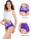 🔥Calcinha feminina plus size de algodão puro com cintura alta e controle de barriga