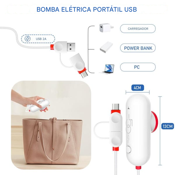 Pacote com 9 bolsas de viagem leves com bomba elétrica USB