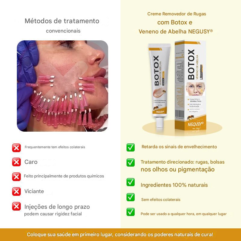 (Compre 1 Leve 2)🔥 Creme removedor de rugas Botox Bee Venom - 🐝 Promoção relâmpago: só hoje!