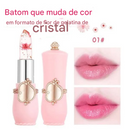 Batom com efeito de flor de gelatina cristal que muda de cor