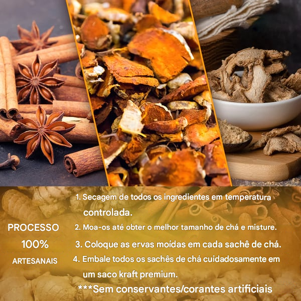 🌹Chá de cúrcuma, gengibre e canela 149% natural