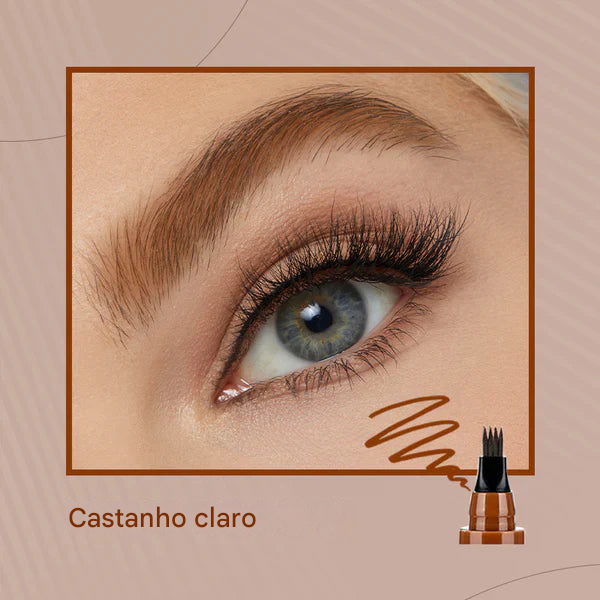 Caneta à Prova d'Água com Quatro Pontas para Barba e Sobrancelha