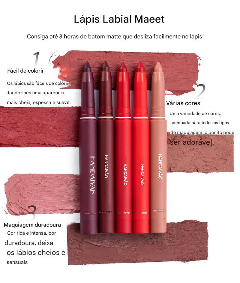 💋Lápis de batom fosco rotativos e apontáveis