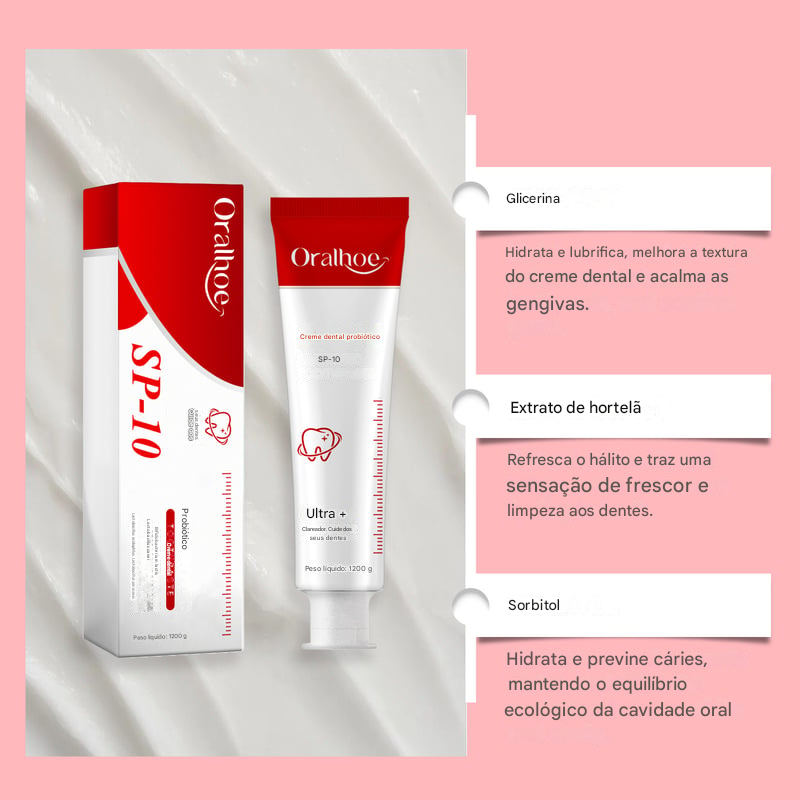 (Compre 1 Leve 2) Quase esgotado 💥🔥 Creme Dental Super Probiótico – Sabor Hortelã Refrescante de Primavera – Fortalece o Esmalte, Clareia o Sorriso e Garante Hálito Fresco por Muito Mais Tempo. Presente Perfeito! ✅