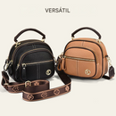 Bolsa transversal de couro com alça larga ajustável e compartimentos multifuncionais clássicos