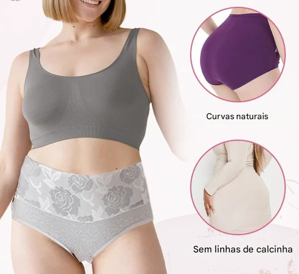🔥Calcinha feminina plus size de algodão puro com cintura alta e controle de barriga