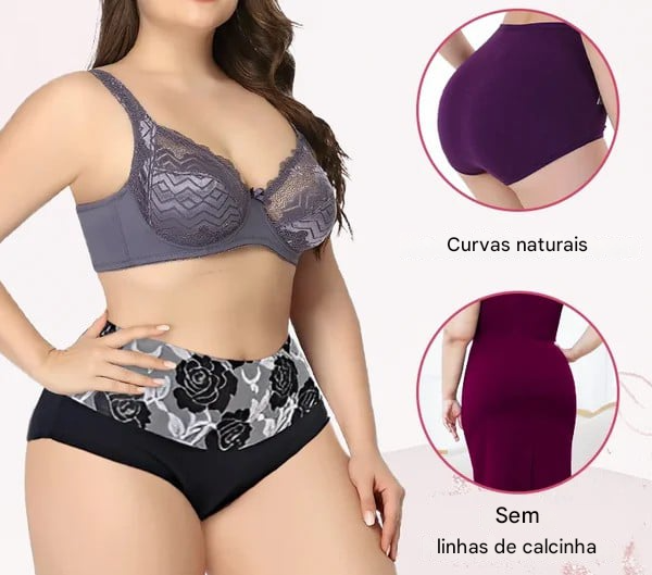 🔥Calcinha feminina plus size de algodão puro com cintura alta e controle de barriga