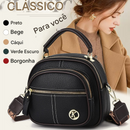 Bolsa transversal de couro com alça larga ajustável e compartimentos multifuncionais clássicos