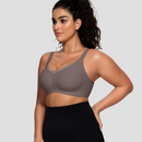 🎉🏆 Sutiã Feminino Sem Fio com Decote em V e Tiras Cruzadas em Tule – Bralette Confortável, Sem Aro, Sem Costura, Push-Up, Suporte para Camisetas, Ideal para o Dia a Dia ✅