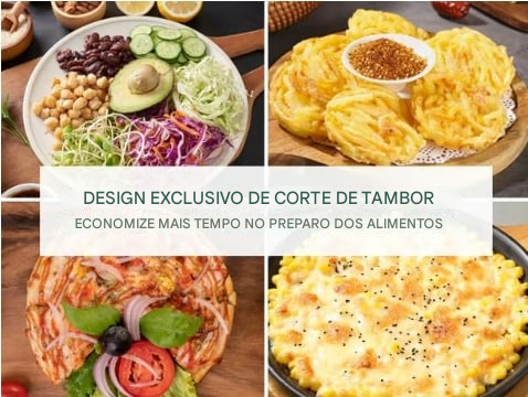 Ralador rotativo de queijo e fatiador de vegetais 3 em 1