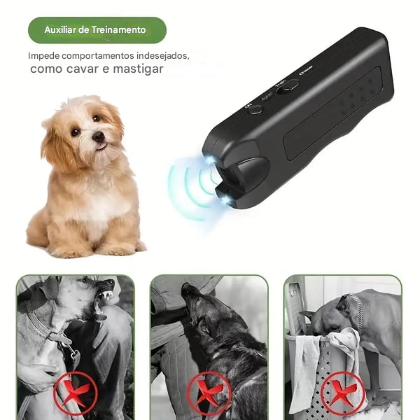 Repelente Ultrassônico Portátil para Cães com Controle de Latido e Luz
