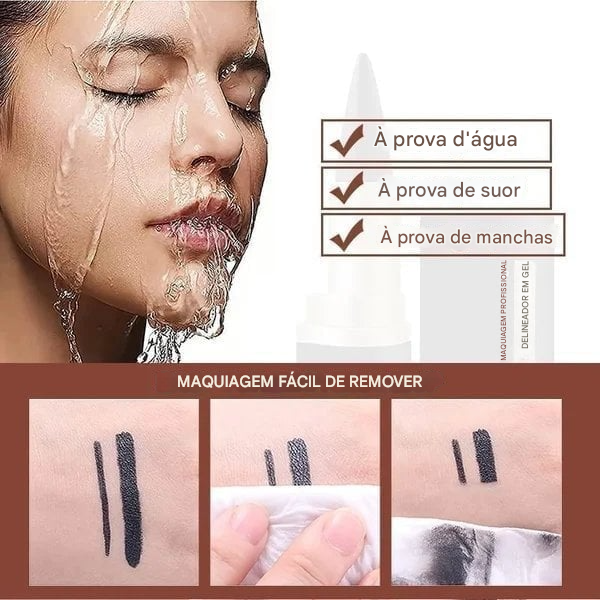 🎉Delineador em Gel Preto Natural de Longa Duração, à Prova d’Água, Fórmula Natural, Seguro e Inofensivo, Suave e Fácil de Remover