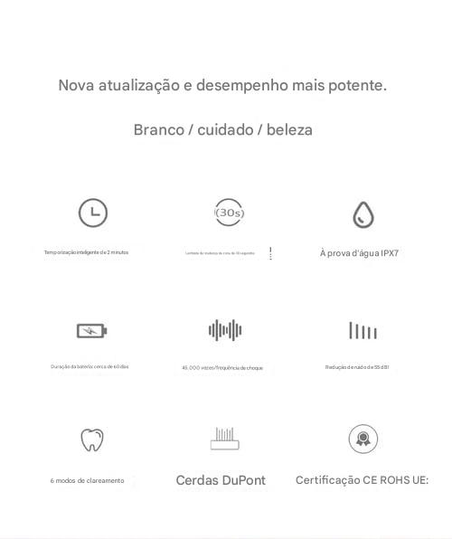 Escova de Dentes Elétrica Sônica para Adultos