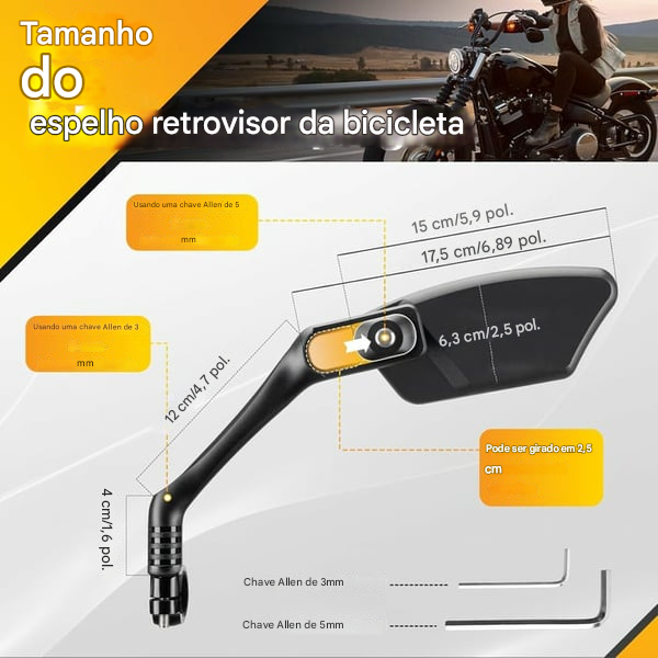Espelho para bicicleta para mais segurança e conforto! 🚴‍♂️✨Visão clara, mais conforto em cada pedalada