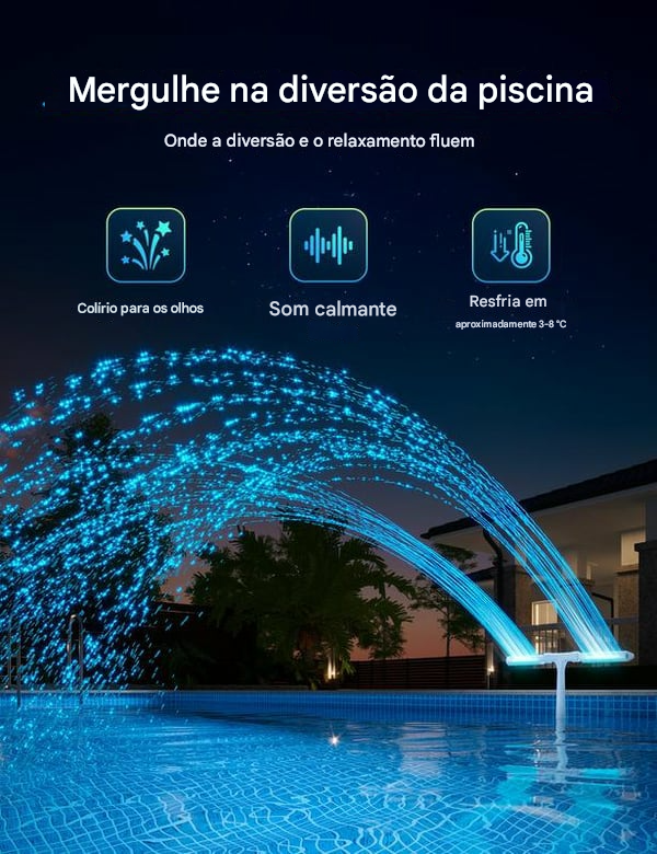 🔥Fonte de piscina solar com iluminação de arco duplo – Iluminação de fonte de piscina acima/abaixo do solo com controle remoto