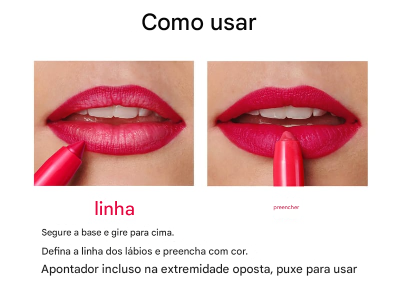 💋Lápis de batom fosco rotativos e apontáveis
