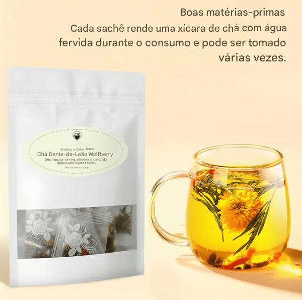 Chá de Dente-de-leão com Goji Berry – uma mistura natural de seis ingredientes herbais