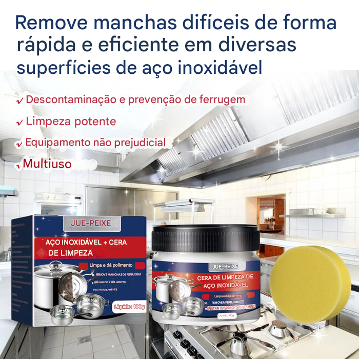 Pasta de limpeza mágica de aço inoxidável com nanotecnologia - SEGURA PARA SUPERFÍCIES, SEM RESÍDUOS