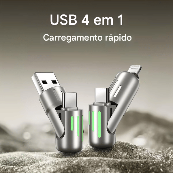🔥Cabo USB 4 em 1 com Carregamento Rápido ⚡