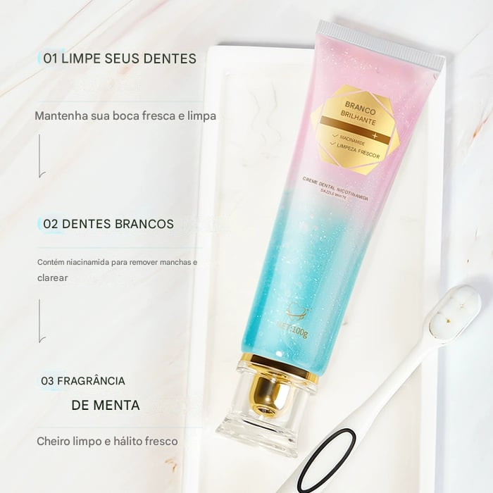(Compre 1 Leve 2) ✨🦷 Creme dental clareador com niacinamida - Para dentes mais brancos e saudáveis!