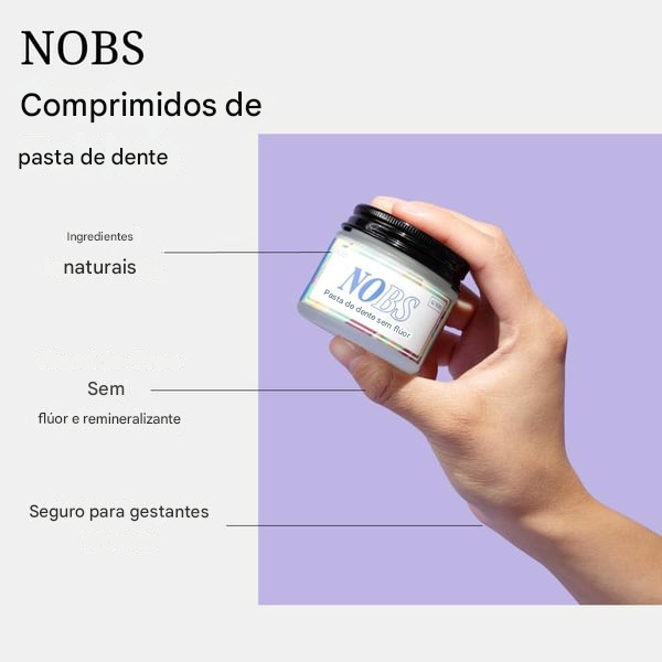 Tabletes de Creme Dental NOBS – Nano Hidroxiapatita, Sem Flúor, Sem Plástico, Ecológico e Ideal para Viagens 🌱🦷✈️
