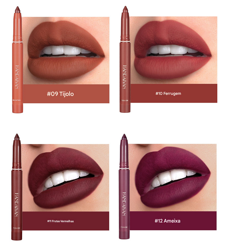 💋Lápis de batom fosco rotativos e apontáveis