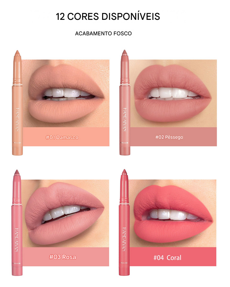 💋Lápis de batom fosco rotativos e apontáveis