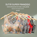 🎁 Sutiã super franzido | Sutiã refrescante de renda e seda gelada