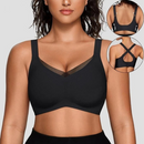 🎉🏆 Sutiã Feminino Sem Fio com Decote em V e Tiras Cruzadas em Tule – Bralette Confortável, Sem Aro, Sem Costura, Push-Up, Suporte para Camisetas, Ideal para o Dia a Dia ✅