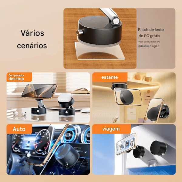 🔥 Suporte de celular magnético a vácuo, dobrável e portátil