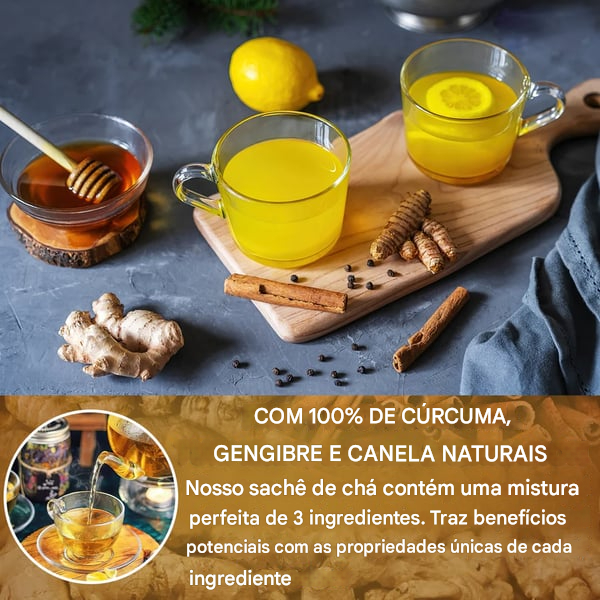 🌹Chá de cúrcuma, gengibre e canela 149% natural