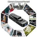 🔥 Câmera corporal vestível com visão noturna e lente rotativa de 180° — ideal para vlogs.