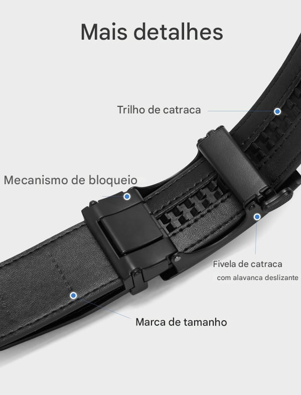 Cinto de Couro Masculino com Fivela de Catraca