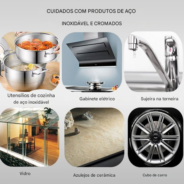 Pasta de limpeza mágica de aço inoxidável com nanotecnologia - SEGURA PARA SUPERFÍCIES, SEM RESÍDUOS