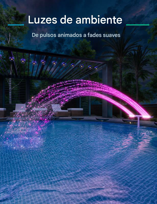 🔥Fonte de piscina solar com iluminação de arco duplo – Iluminação de fonte de piscina acima/abaixo do solo com controle remoto