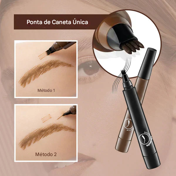Caneta à Prova d'Água com Quatro Pontas para Barba e Sobrancelha