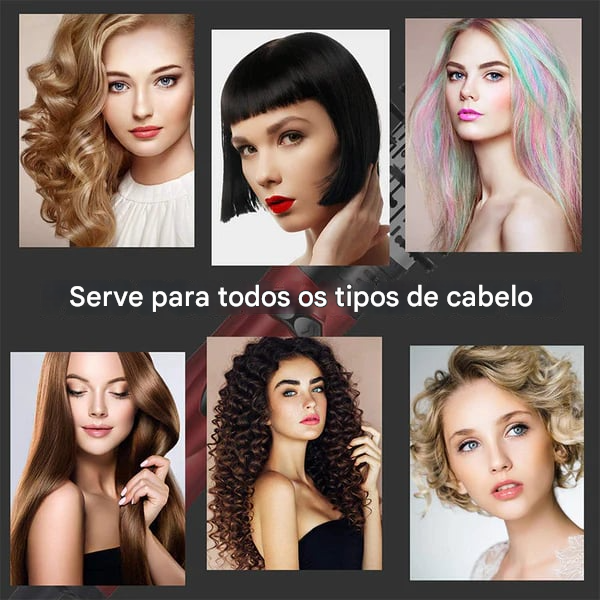 (Compre 1 Leve 2) Modelador de Cabelo 2 em 1 com Ar Quente e Secador Rotativo ✅