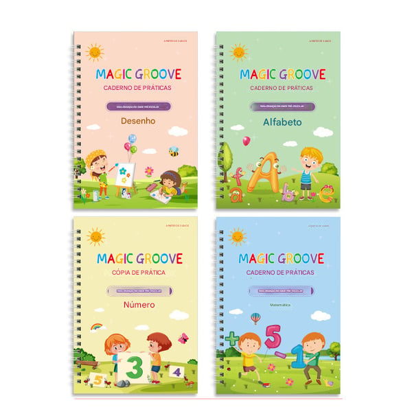 🔥Livro reutilizável de caligrafia mágica (1 conjunto de 4 livros)