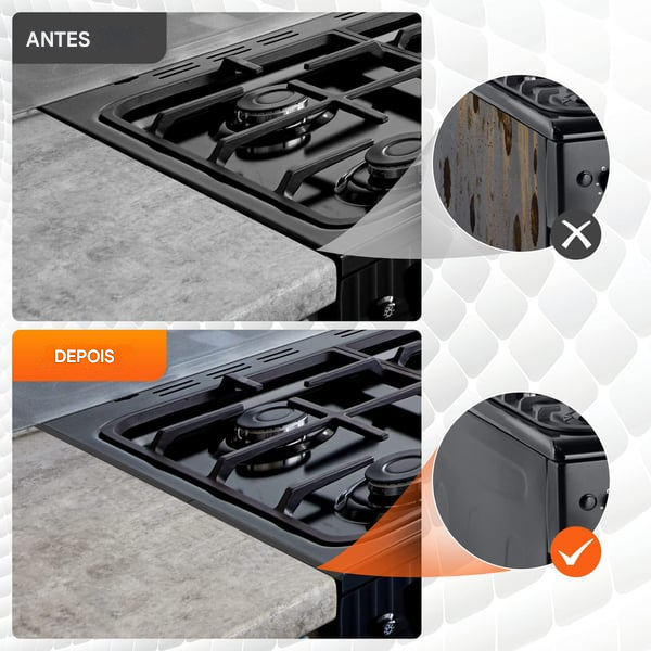 🎁Tampa Retrátil de Inox para Vão do Fogão – Adeus à Sujeira nas Laterais!