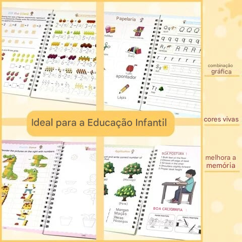 🔥Livro reutilizável de caligrafia mágica (1 conjunto de 4 livros)