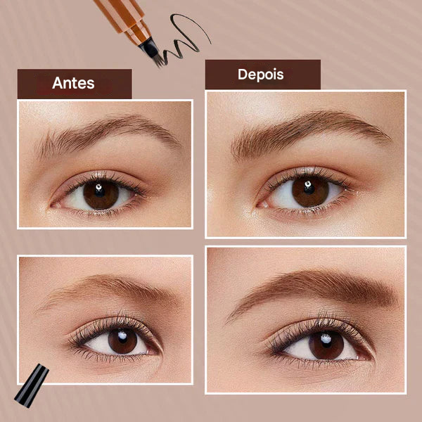 Caneta à Prova d'Água com Quatro Pontas para Barba e Sobrancelha