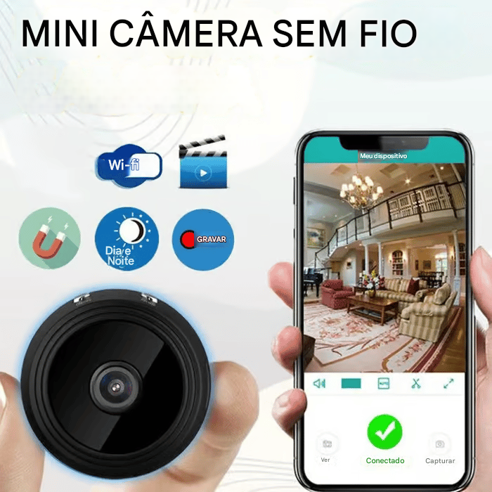 🔥 Mini câmera de segurança magnética sem fio HD 1080p