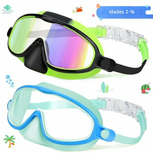 🔥🏊‍♀️Óculos de natação HD para crianças com armação grande, à prova d'água e antiembaçante.