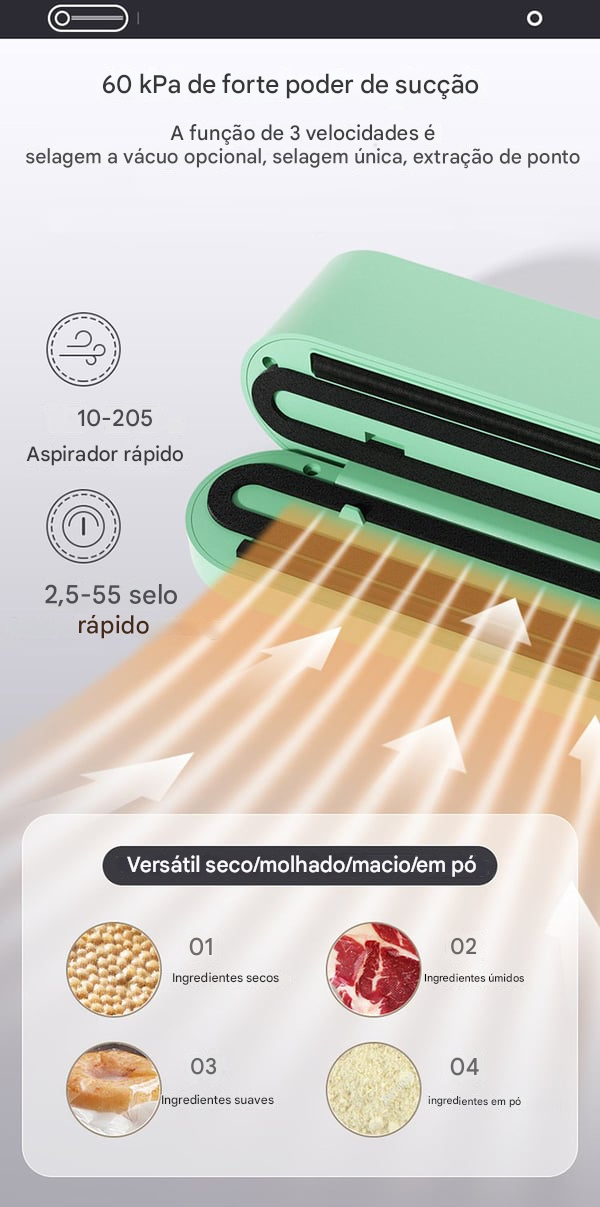 🥗Mantenha seus alimentos frescos – ✨Mini selador a vácuo sem fio