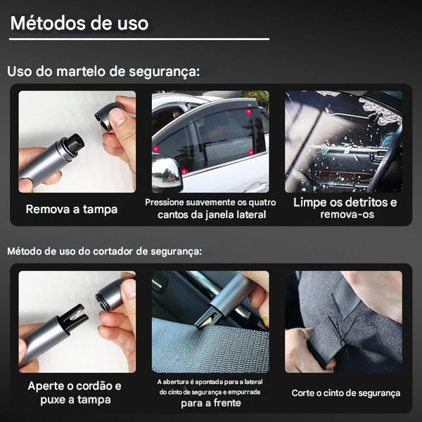 Martelo quebra-vidros seguro para uso subaquático