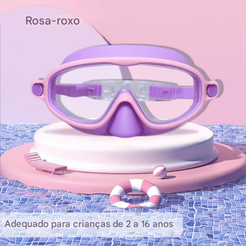 🔥🏊‍♀️Óculos de natação HD para crianças com armação grande, à prova d'água e antiembaçante.